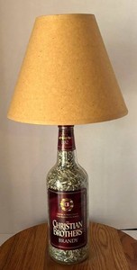 LLR - Vintage Christian Brothers Brandy Shredded Currency Bottle Lamp