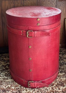 LLR - Red Faux Crocodile Accent Table  Storage Bin