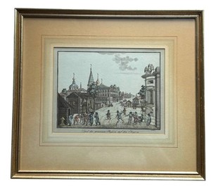 LLR - Vintage Russian Street Scene Engraving Print by Friedrich Durfeldt
