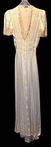LLM - Vintage Dayton Company Lace Trim Satin Pleated Dress