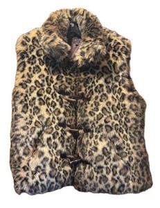 LLM - Baxis Leopard Print Faux Fur Vest Size L