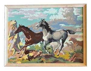 LLR - Vintage Paint by Number Horse Painting - Framed