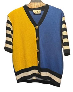 LLM - Vintage Colorblock Cardigan Sweater by Ami Knits Size 12