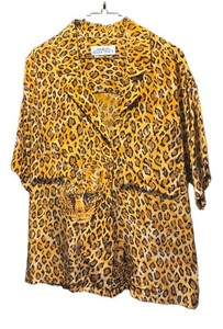 LLM - Vintage Silk Leopard Print Shirt by Linda Allard for Ellen Tracy Size 8