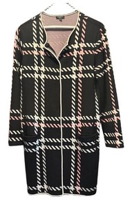 LLM - Talbots Geometric Plaid Knit Zip Front