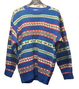 LLM - Vintage Clayborne Geometric Striped Pullover Sweater Size L