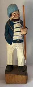 LLR - Vintage Old Salt Carved Wood Sailor Sculpture