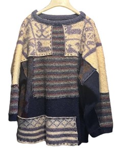 LLSC - Multicolor Patchwork Knit Pullover Wool Sweater
