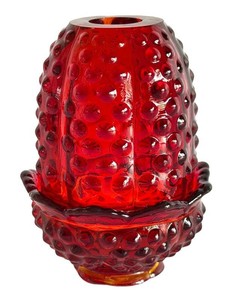 BR - Fairy Lamp - Vintage Fenton Hobnail Cranberry Red Glass
