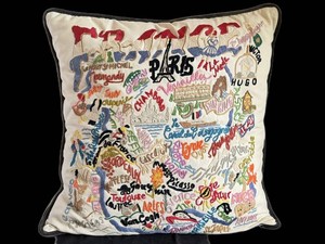 K - Embroidered Travel Accent Pillow - Catstudio International Cities