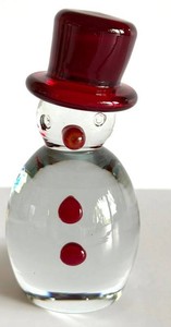 DR - Glass Snowman Figurine - Blenko Crystal