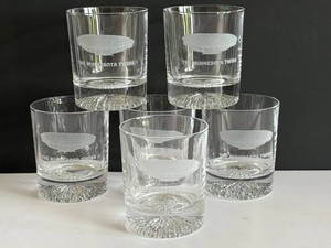 K - Vintage Minnesota Twins Rocks Glasses - Metrodome Etched (Lot of 6)
