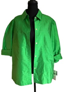 MBR - Silk Button-Front Shirt - Ralph Lauren Barbados E 2X Grass Green