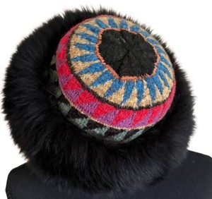Fun Hat - Colorful Geometric Crown With Black Fur-Style Brim