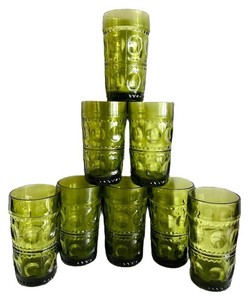 K - Vintage Glass Tumblers - Indiana Glass Kings Crown Pattern (Lot of 8)