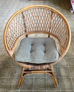 K - Cane Chair - Vintage Wicker Armchair, Removable Cushion