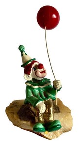 LR - Clown Figurine - Vintage Ron Lee Seated Clown With Balloon