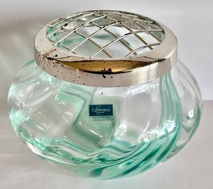 DR - Art Glass Rose Bowl - Vintage Caithness Flamenco Green Swirl