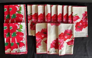 K - Vintage Cloth Napkins - Vera Neumann Red Poppy Floral (Lot of 16)