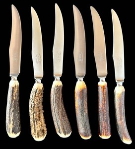 DR - Vintage Steak Knives - Genuine Stag Stainless Steel (Lot of 6)