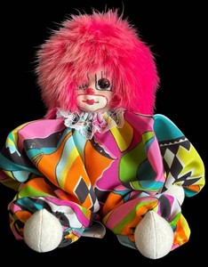DR - Vintage Hand-Painted Sand-Filled Clown Doll - 8 in