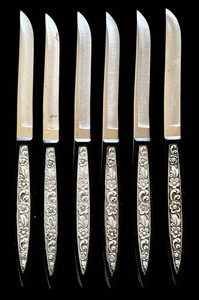 K - Vintage Table Knives - Carvel Hall Floral Handles (Lot of 6)