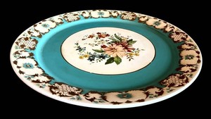 DR - Vintage Extra-Large Metal Floral Serving Platter - 19 in