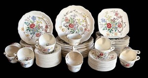 K - Vintage Dinnerware Set - Copeland Spode Romney Floral (Lot of 79)