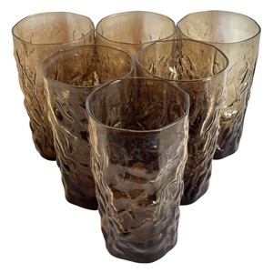 K - Vintage Highball Glasses - Seneca Driftwood Brown (Lot of 6)