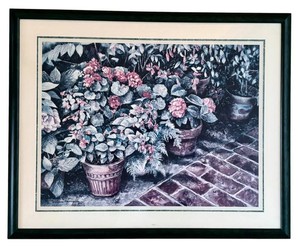 DR - Floral Garden Watercolor - William Mangrom Signed 89 Framed