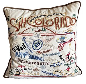 LR - Vintage Ski Resort Pillow - Catstudio Colorado