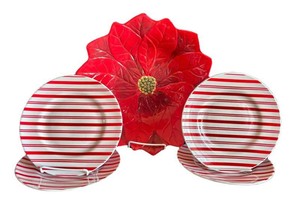 DR - Tableware Set - Certified International Poinsettia Bowl & Crate & Barrel Plates