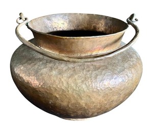 LR - Vintage Copper Pot - Hand-Hammered Two-Handled Vessel