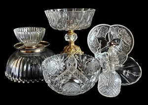 K - Crystal & Glass Servingware -Foote Bowl & Footed Centerpiece