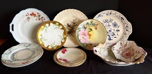 DR - Vintage China Plates & Serving Dishes Mixed Lot - Alfred Meakin Audubon
