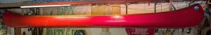 LG - Wood Canoe - Red Painted Plank & Rib Construction