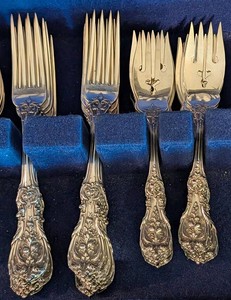 K - Vintage Sterling Silver Flatware Set - Reed & Barton Francis I Service for 12