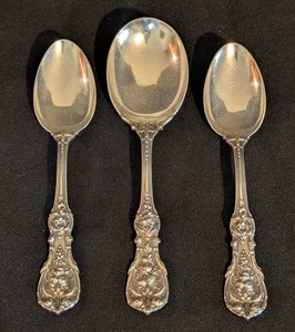 K - Vintage Sterling Silver Serving Spoons - Reed & Barton Francis I (Lot of 3)