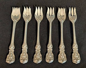 K - Vintage Sterling Silver Forks - Reed & Barton Francis I Pattern (Lot of 6)