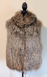 Fur Vest - Womens Brown & Gray Long-Haired Fur
