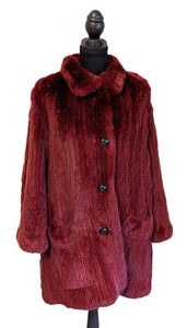 MB - Rabbit Fur Jacket - Womens Red Fur Coat