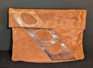 MB - Vintage Clutch - Ruth Saltz Leather Crocodile-Patterned