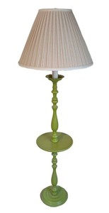 B2 - Floor Lamp - Green Turned Column With Shelf
