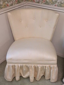B2 - Vintage Upholstered Accent Chair - Yellow & White Striped