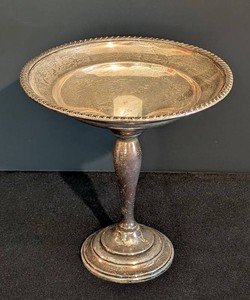 K - Vintage sterling Silver Compote Dish - Weighted Footed Dish