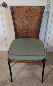 O - Wicker Side Chair - Woven Back, Upholstered Seat