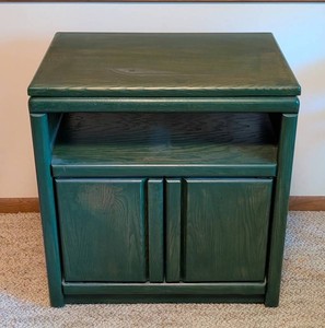 O - Vintage Media Stand - Green Wood Media Cabinet