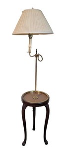 MB - Vintage Floor Lamp with Attached Occasional Table - 55 in H
