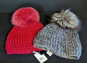 MB - Womens Hats - Kyi Kyi Pom-Pom Beanies Pair
