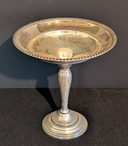 K - Vintage Compote Dish - Sterling-Weighted Silver